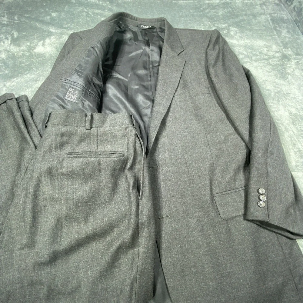 Jos. A. Bank Suit Mens 48L Blazer Jacket Plaid 36x28 Pants Straight 100% Wool